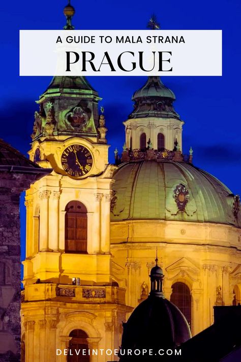 A guide to Mala Strana, Prague's Lesser Town. This picturesque neighborhood, nestled beneath Prague Castle, is a treasure trove of Baroque splendor, quaint streets, and hidden gardens. Discover St. Nicholas Church and stroll down historic Nerudova Street, Mala Strana is full of some of the best things to see in Prague. Experience the unique charm of one of Prague's most beloved neighborhoods and create unforgettable memories in this magical corner of the city. Mala Strana Prague, Hidden Gardens, Mirror Maze, St Nicholas Church, Prague Travel, Charles Bridge, Hidden Garden, Prague Castle, St Nicholas