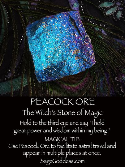 Peacock Ore is the witch's stone! Use to connect to the great power and wisdom within yourself. #PeacockOre #AstralTravel #metaphysical #SageGoddess #witch #magic #ThirdEye Peacock Ore, The Third Eye, Crystals Healing Properties, Spiritual Crystals, The Witches, Crystal Therapy, Crystal Healing Stones, Crystal Magic, Great Power