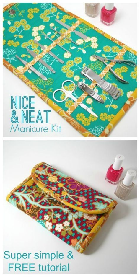 FREE sewing pattern for a simple manicure kit bag. A very versatile pattern that can be adapted to sew a bag to hold all sorts of small items, brushes, cosmetics, first aid kit etc. Free bag sewing pattern with easy to follow step by step sewing tutorial ideal for beginners. Easy to sew bag for beginners. #SewABag #BagSewingPattern #FreeBagSewingPattern #FreeSewingPattern #SewForFree #SewingForFree #QuickSewingPattern #EasySewingPattern #SimpleBagPattern #SimpleSewingPattern #BeginnerSewingPatte Sew A Bag, Sewing Classes For Beginners, Simple Manicure, Sew Bag, Bag Sewing Pattern, Sewing To Sell, Sewing Business, Free Sewing Pattern, Bag Sewing