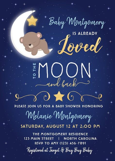 Baby Shower Love You The Moon And Back Invitation #girlbabyshowerinvitations #babyshowerinvitations #zazzle #zazzleinvitation #virtualshower #showerbymail #drivebyshower #couplesshowerinvitations #woodlandbabyshowerinvitations #disneybabyshowerinvitations #bohobabyshowerinvitations Boy Baby Shower Invitations, Plaid Baby Shower, Deer Baby Shower Invitations, Bee Baby Shower Invitations, Lumberjack Baby Shower, Twinkle Twinkle Baby Shower, Unique Baby Shower Invites, Deer Baby Showers, Boy Shower Invitations