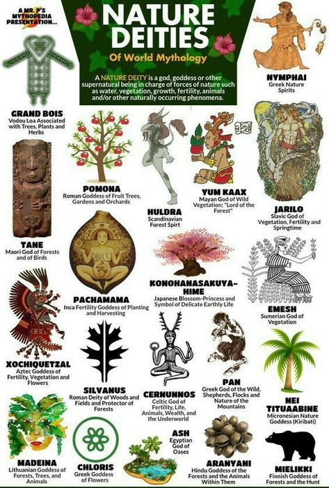 Here you can see a cool infographic that shows some nature deities of mythology. Source: MrPsMythopedia Nature Deities, Gods Mythology, Myths & Monsters, World Mythology, Learning To Draw, Legends And Myths, Supernatural Beings, Ancient Mythology, Mythological Creatures