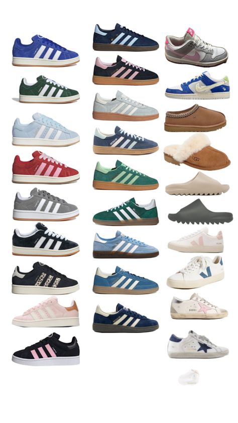 left column: adidas campus 00s. middle column: adidas spezials Adidas Shoes Campus, Adidas Spezials, Adidas Campus Shoes, Adidas Campus 00s, Adidas Spezial, Adidas Campus, Shoe Inspo, Aesthetic Shoes, Dream Shoes