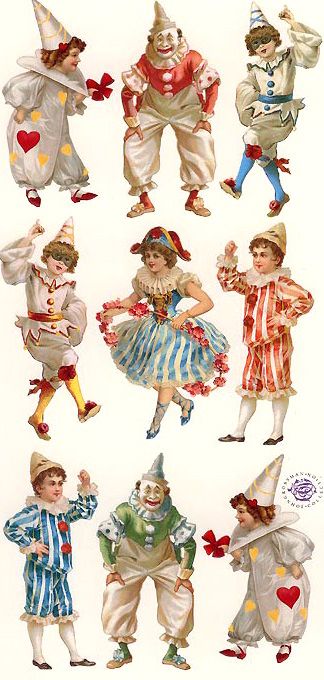 Victorian Clown, Circus Vintage, Pierrot Clown, Send In The Clowns, Cute Clown, Vintage Clown, Victorian Scrap, Valentine Stickers, Circus Clown