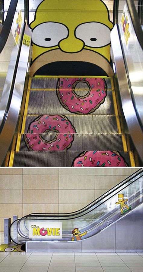 Escalator Design, Guerrilla Marketing, The Simpsons Movie, Instagram Advertising, Publicidad Creativa, Street Marketing, Guerilla Marketing, Best Ads, Outdoor Advertising