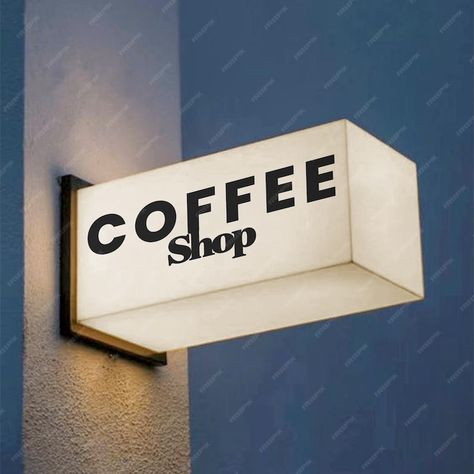 Premium PSD | A lighting sign box for your coffee brand Mockup Logo, Coffee Brand, Coffee Branding, Lighted Signs, Graphic Resources, Coffee Shop, Mockup, Coffee, Signs