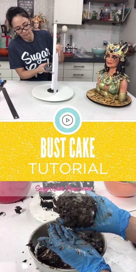 Sculpted Bust Cake Tutorial Carving Cake, Cake Sculptures, 3d Cake Tutorial, Bust Cake, Snickerdoodle Cake, Sculpted Cake, Cake Structure, Fondant Flower Cake, Gravity Defying Cake