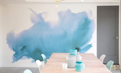 The Junipero Minimalistic Watercolor, Watercolor Mural, Palm Springs Style, Contemporary Watercolor, Watercolor Wallpaper, Modern Nursery, Prepasted Wallpaper, Kids Wallpaper, Blue Watercolor