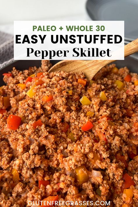 Turkey Unstuffed Peppers, Ground Turkey Pepper Skillet, Ground Turkey Recipes Gluten Dairy Free, Gluten Free Recipes With Ground Turkey, Peppers And Ground Turkey, Ground Turkey Aip Recipes, Ground Turkey With Peppers, Ground Turkey Peppers Recipes, Unstuffed Pepper Skillet Healthy