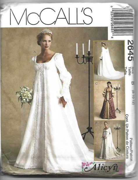 Wedding Gown Patterns, Bridal Sewing Patterns, Mccalls Patterns Dress, Gown Sewing Pattern, Empire Waist Wedding Dress, Sewing Wedding Dress, Costume Sewing Patterns, Wedding Dress Patterns, Gown Pattern