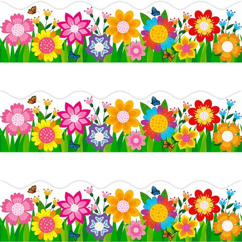 Printed Flowers Design, Window Design Classroom, Bulletin Board Design Ideas Classroom Decor, Spring Border For Bulletin Board, Flower Painting For Wall, Bulletin Design Ideas, Borders Design For Bulletin Boards, Flowers For Classroom Decoration, Flowers Classroom Decorations