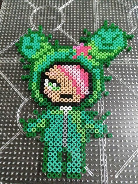 Tokidoki cactus girl by haeurusai Tokidoki Cross Stitch, Tokidoki Perler Beads, Perler Pins, Tokidoki Cactus, Kandi Cuff Patterns, Scene Queen, Perler Creations, Pixel Beads, Kandi Kid