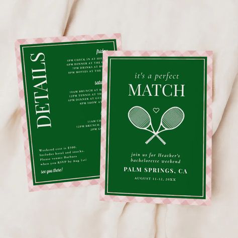 It's A Perfect Match Tennis Bachelorette Invitation Tennis Bachelorette, Bachelorette Invitation, Bachelorette Themes, Bachelorette Invitations, Bachelorette Party Themes, Bachelorette Party Invitations, Bach Party, Bachelorette Weekend, Hen Do