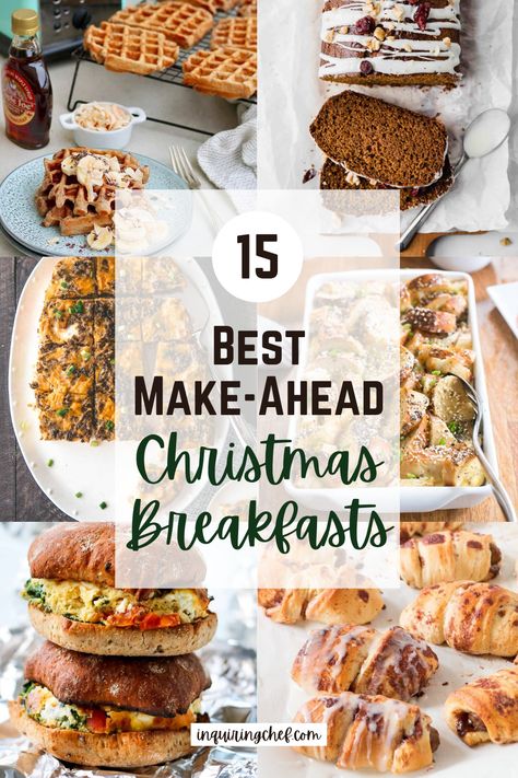 15 Make-Ahead Breakfast Recipes for Christmas - Inquiring Chef Make Ahead Christmas Breakfast, Christmas Breakfast Recipes, Christmas Breakfast Ideas, Easy Christmas Breakfast, Delicious Breakfast Casserole, Christmas Breakfast Recipe, Overnight Breakfast Casserole, Christmas Morning Breakfast, Holiday Breakfast