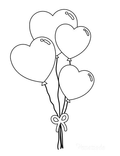 Ballon Drawings, Creative Heart Drawing, Heart Balloon Drawing, Heart Drawing Cute, Heart Balloon Tattoo, Drawing Balloons, Balloon Outline, Ballon Drawing, Balloon Coloring Pages