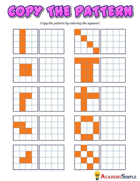 #academysimple#worksheets #printable #primaryschool #elementaryschool #academia #kidsactivitiesij #activitiesforkids #cram #homeschooling #educationalresources #download #pdf #practice #learning #studentfocusededucation #education #Grade1 #Kindergarten #preschool #shapesandpatterns #copythepattern #colors #patterns #earlycoding #codingforkids #patternsforkids Pattern Worksheets For Kindergarten, Pattern Worksheet, 1st Grade Math Worksheets, 1st Grade Worksheets, Coding For Kids, 1st Grade Math, Preschool Kids, Kindergarten Worksheets, Math Worksheets