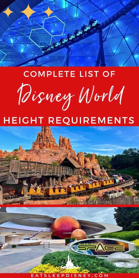 Complete List of Disney World Height Requirements by Park - What rides have height requirements in Disney World and what are they? We’re breaking down the FULL LIST of rides with (and without) height requirements and letting you know what to do if someone in your party doesn’t meet the minimum and others still want to ride.  Disney World, Disney Parks, Disney Tips Disney Ride Height Requirements, Disney Rides By Park, Magic Kingdom Rides By Height, Disney World Rides List, Disney World Height Requirements, Animal Kingdom Rides, Walt Disney World Rides, Magic Kingdom Rides, Vacation 2024