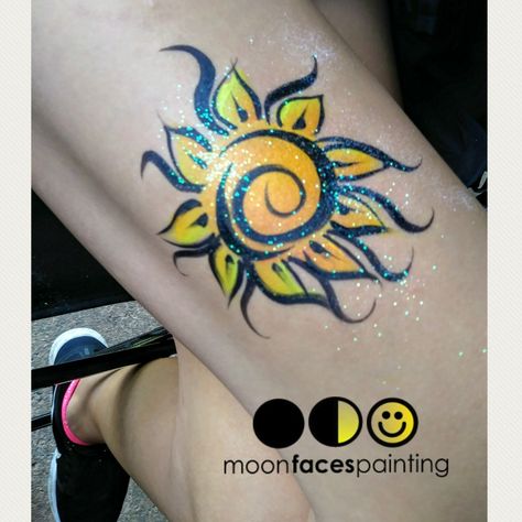 Summer Solstice Face Paint, Sun Face Painting, Sun Face Paint, Moon Face Paint, Moon Face, Spring Equinox, Face Painting Designs, Body Painting, Face Painting