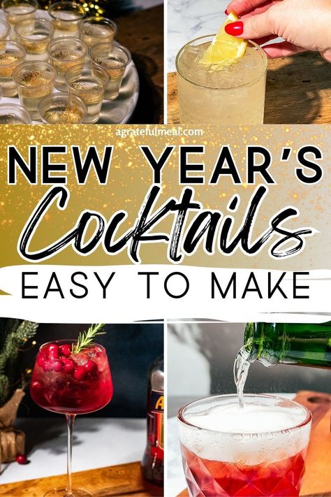 If you're looking for easy cocktails to celebrate New Year's Eve, look no further. This list includes 17 of the best New Year's Eve cocktails including popular champagne cocktails that are easy to make and perfect for ringing in the new year. Whether you prefer sweet or tangy, herbal or fruity drinks, there's a cocktail recipe on this list for everyone. New Years Themed Cocktails, Easy New Years Drinks Cocktails, Big Batch New Years Cocktails, Batch Cocktails Nye, New Year’s Eve Drinks Easy, New Year’s Eve Cocktails, New Years Eve Cocktails, New Years Eve Big Batch Cocktails, Easy New Year’s Eve Cocktails