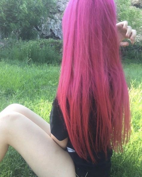 Pink Hair Roots, Dark Pink Hair, Bright Pink Hair, Full Highlight, Light Pink Hair, Hot Pink Hair, Dyed Hair Inspiration, Pretty Hair Color, Dye My Hair