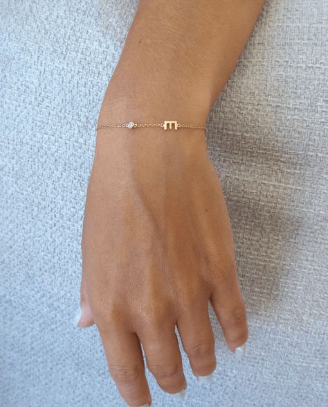 The Initial Bracelet - 18K Gold Vermeil Dainty Gold Bracelet Classy, Dainty Initial Bracelet, Permanent Bracelet Ideas, Initial Bracelet Couples, J Bracelet, K Bracelet, Permanent Bracelet, Relationship Jewelry, M Bracelet