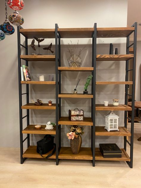 #unit #display Display Unit For Office, Room Divider Display Shelves, Beauty Salon Shelves Product Display, Vintage Shelving Unit, Lighting Showroom Display Shelves, Display Shelf Design, Solid Wood Bookshelf, Wood Bookshelf, Rustic Shelf