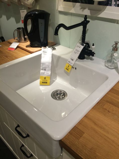 IKEA Belfast sink Belfast Sink Black Tap, Ikea Kitchen Sink, Terrace Kitchen, Belfast Sink, Butler Sink, Kitchen Range, Range Cooker, Sink Countertop, Utility Room