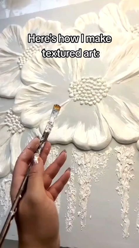 Texture Painting With Piping Bag, Texture Techniques Painting, Plaster Canvas Diy, Texture Paste Art On Canvas, Texture Painting On Canvas Diy, Piping Paint On Canvas, Painting With Texture Paste, Textured Paste Art, How To Make Thick Paint