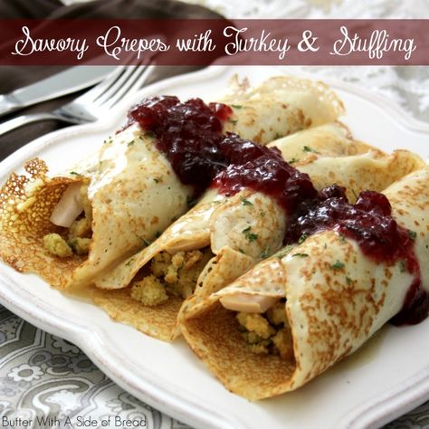 Thanksgiving Turkey Stuffing, Christmas Leftovers Recipes, Thanksgiving Brunch, Thanksgiving Leftover Recipes, Crepes And Waffles, Turkey Stuffing, Savory Crepes, Creative Recipes, Thanksgiving Leftovers