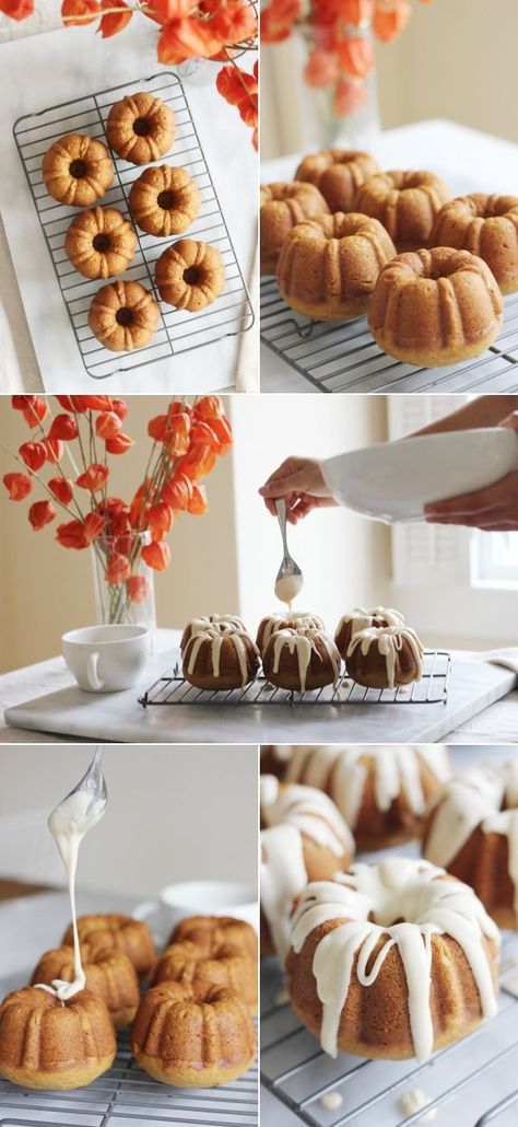 Mini Spice Cakes, Mini Bundt Cakes For Wedding, Individual Bundt Cakes, Mini Pumpkin Bundt Cake Recipes, Mini Pumpkin Bundt Cakes, Mini Bundt Cakes From Cake Mix Boxes, Mini Bunt Cake, Hattie Mae, Heart Pumpkin