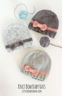 Knitting Space, Knit Scarfs, Knitted Baby Beanies, Baby Bow Hats, Newborn Girl Hat, Knit Bow, Baby Hat Knitting Pattern, Hat Patterns Free, Knitting Baby