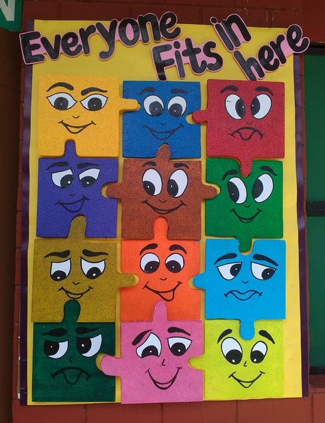 Bulletin Board Ideas, puzzle Board, Thermocol Craft Puzzle Theme Bulletin Board, Art Display Boards For School, Puzzle Decorations Classroom, Dance Boards Ideas, Easy Board Ideas, Form Board Ideas, Puzzle Decor Ideas, Puzzle Piece Bulletin Board Ideas, School Board Decoration Creative Ideas