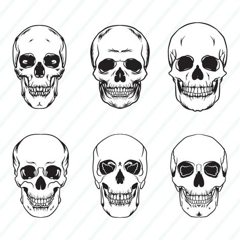 Vector Skull Bundle Skull Outline Tattoo, Skull Outline, Simple Skull, Small Tats, Small Skull, Skull Tattoos, Flash Art, Tattoo Stencils, Brie