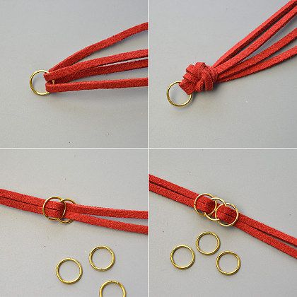 Red Faux Suede Cords Bracelet with Jump Rings | Pandahall Inspiration Projects Suede Cord Bracelet Diy, Suede Bracelet Diy, Braided Leather Bracelet Diy, Faux Suede Bracelets, Cord Bracelet Diy, Diy Jewelry Videos, Suede Jewelry, Braided Bracelet Diy, Suede Bracelet