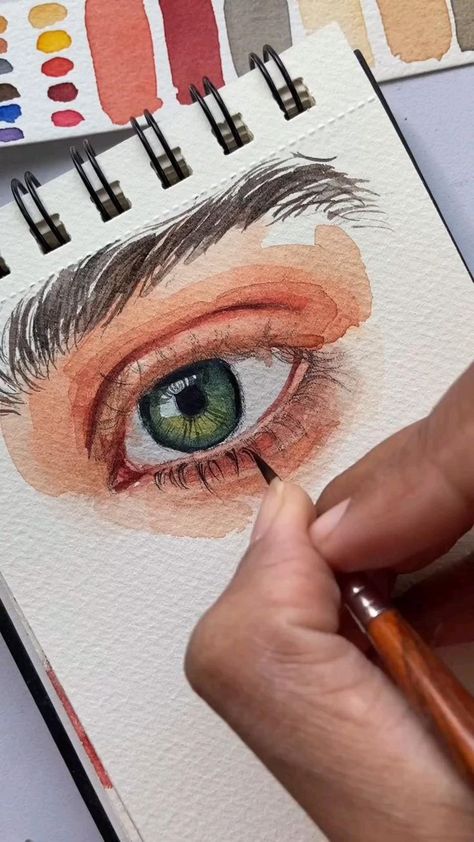 Watercolor Art Face, Watercolor Portrait Painting, Beautiful Art Paintings, Beauty Art Drawings, Art Tools Drawing, Eye Painting, Hur Man Målar, Painting Art Lesson, Small Canvas Art