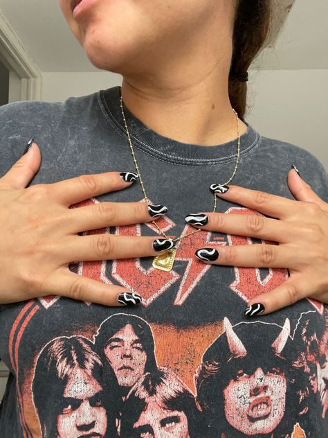 Just ask for white swiggly lines! 💅💅💅 check out my instagram for more lifestyle content. Tag Necklace, Halloween Nails, Dog Tag Necklace, Nail Inspo, Nails