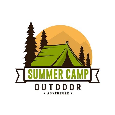 Vintage summer camp logo template | Premium Vector #Freepik #vector #adventure-logo #camp-logo #outdoor-logo #hiking-logo Summer Camp Logo, Vintage Summer Camp, Camp Brochure, Logo Camping, Hiking Logo, Camping Logo, Outdoor Logo, Camp Logo, Adventure Logo