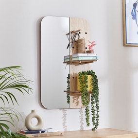 Mirrors - Bedroom & Living Room Mirrors | Dunelm | Page 4 Mirror With Shelves, Movable Shelves, Starburst Mirror Wall, Room Mirrors, Rectangle Wall Mirror, Villa Interior, Wall Mirror With Shelf, Black Wall Mirror, Silver Wall Mirror