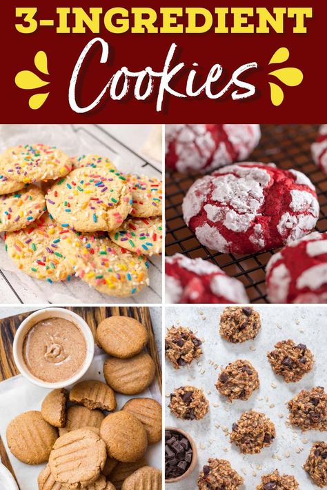 These 3-ingredient cookies are easy enough for beginners! From sugar to shortbread to chocolate, each recipe is such a treat. 3 Ingredient Shortbread Cookies, 3 Ingredient Shortbread, Three Ingredient Cookies, Flourless Chocolate Cookies, 3 Ingredient Cookies, Oreo Flavors, Nutella Cookies, 5 Ingredient Recipes, Shortbread Recipes