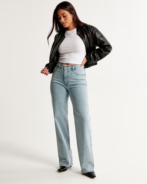 Curve Love High Rise 90s Relaxed … curated on LTK High Rise 90s Relaxed Jean, Low Rise Baggy Jeans, Abercrombie Jeans, Shirt Tucked In, Women's Bottoms, Abercrombie And Fitch Jeans, Relaxed Jeans, Strapless Mini Dress, Baggy Jeans