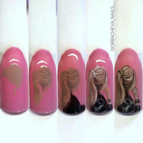 Nails Drawing, Barbie Nails, Drawing Realistic, Acrylic Nail Shapes, Nail Drawing, Nail Art Designs Diy, Nail Art Designs Videos, Fashion Illustration Dresses, Creative Instagram Photo Ideas