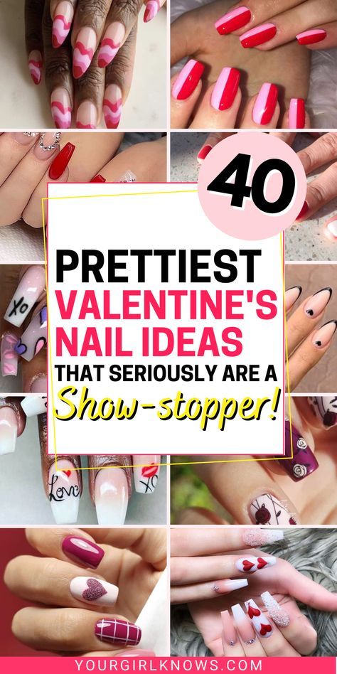 Valentines Nails Acrylic, Valentine Nail Ideas, Cute Valentines Nails, Valentine Nails Pink, Valentines Nail Art Designs, Valentines Nail, Valentine Nail, Sally Hansen Nails, Valentine Nail Art