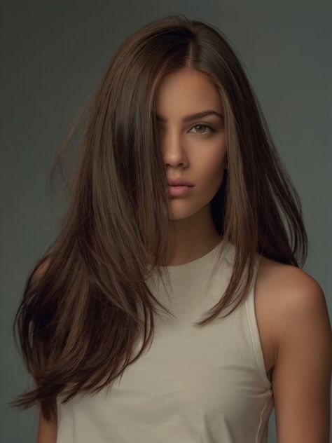 Brown Hair Trends, Rambut Brunette, Long Hair Trends, Layered Haircuts With Bangs, Asymmetrical Hairstyles, Hairstyles For Layered Hair, Long Layered Haircuts, Haircuts For Medium Hair, Long Brown Hair