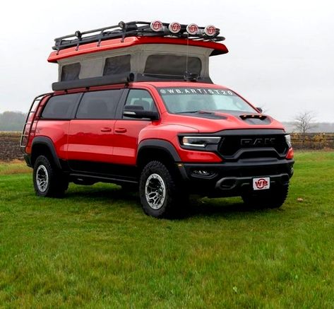 Pickup Camping, Lifted Van, Dodge Ram Van, Ram Trx, Mini Vans, Kombi Motorhome, Customization Ideas, Ram Van, Off Road Camper Trailer