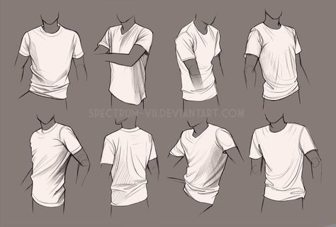 Life study: shirts by Spectrum-VII Life Study, Shirt Drawing, Clothing Sketches, Seni 2d, Poses References, Guy Drawing, Drawing Clothes, Digital Art Tutorial, Drawing Poses