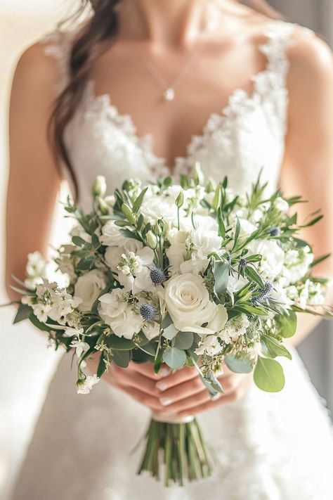 Planning a spring wedding? Check out these 25+ wedding bouquets with herbs perfect for a fresh, seasonal look. Incorporating spring herbs like mint, lavender, and basil into your bouquet will add beauty and scent to your big day. #springwedding #herbalbouquets #weddinginspiration Styles Of Bouquets Shape, Green Hydrangea Wedding Bouquet, White Wedding Bouquets With Greenery, Bouquet Wedding Spring, Wedding Bouquets Hydrangea, Wedding Bouquet Hydrangea, Green Hydrangea Wedding, Whimsical Bridal Bouquet, Spring Herbs