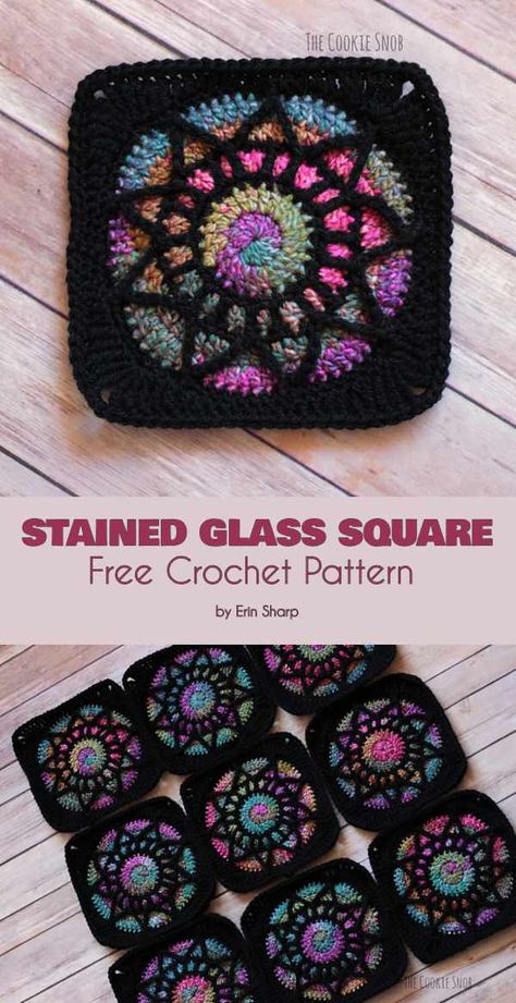 Stained Glass Square, Motifs Afghans, Granny Square Haken, Beau Crochet, Crochet Squares Afghan, شال كروشيه, Confection Au Crochet, Crochet Blocks, Crochet Simple