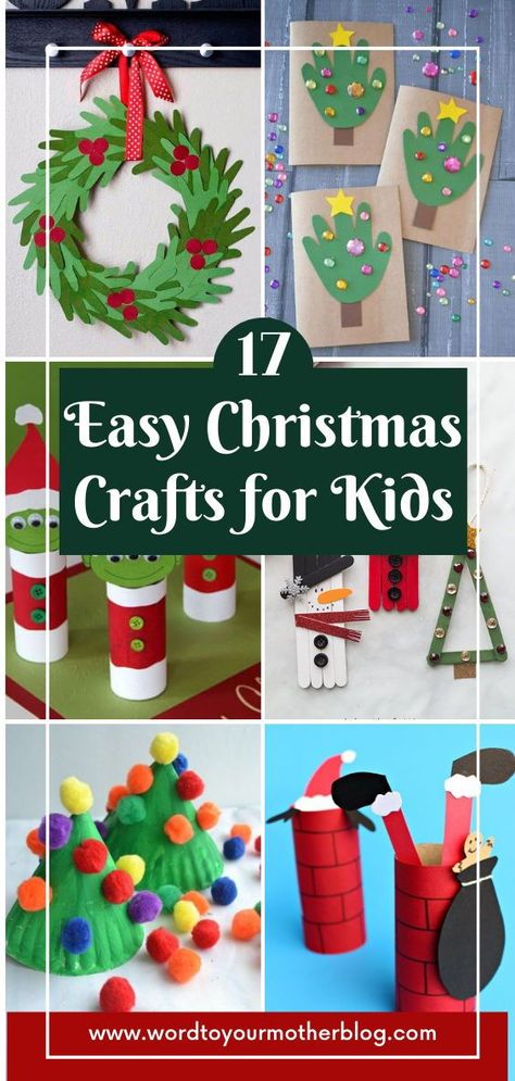 These easy winter crafts for kids are great for both preschool and elementary, full of simple DIY ideas to enjoy in December and January! From quick handprint crafts to cheap paper plate DIY snowmen, these ideas are perfect for celebrating Christmas and being crafty! Elementary December Crafts, Easy Christmas Arts And Crafts For Kids, Easy Christmas Art For Preschoolers, Super Easy Christmas Crafts For Kids, Girl Scout Christmas Crafts Easy Diy, Christmas Crafts For 3rd Graders To Make, Simple Christmas Crafts For Kids Construction Paper, Easy Christmas Party Crafts For Kids, 5 Minute Christmas Crafts For Kids