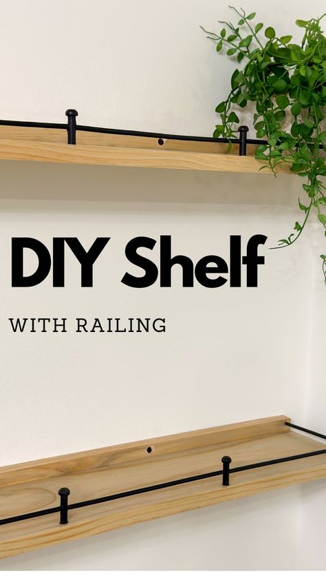 Shelf railing can be very expensive! Check out how to make it on a budget. Diy Shelf With Railing, Shelf Railing, Shelf With Railing, Rv Interior Remodel, Diy Shelf, Interior Remodel, Rv Interior, Diy Shelves, Railing