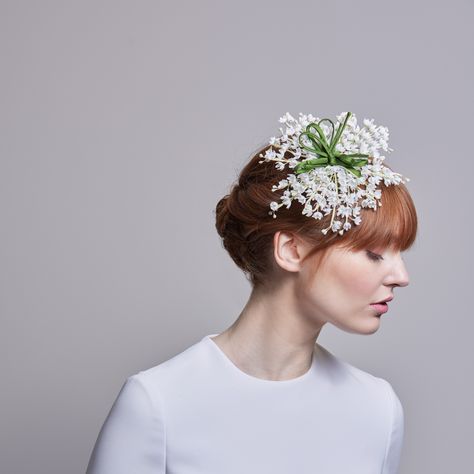 Lily of the Valley headband Rachel Trevor Morgan, Bridal Veils And Headpieces, Luxury Hats, Marco Polo, Hat Design, Millinery Hats, Wedding Preparation, Hair Decorations, St James