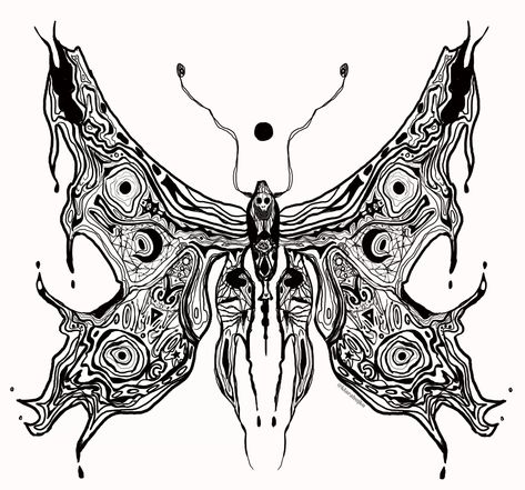 lineart of a moth/butterfly, very detailed Trippy Moth Drawing, Melting Moth Tattoo, Moth Skeleton Tattoo, Cyberpunk Butterfly Tattoo, Moth On Fire Tattoo, Punk Butterfly Tattoo, Skeleton Moth Tattoo, Trippy Butterfly Art, Trippy Moth Tattoo